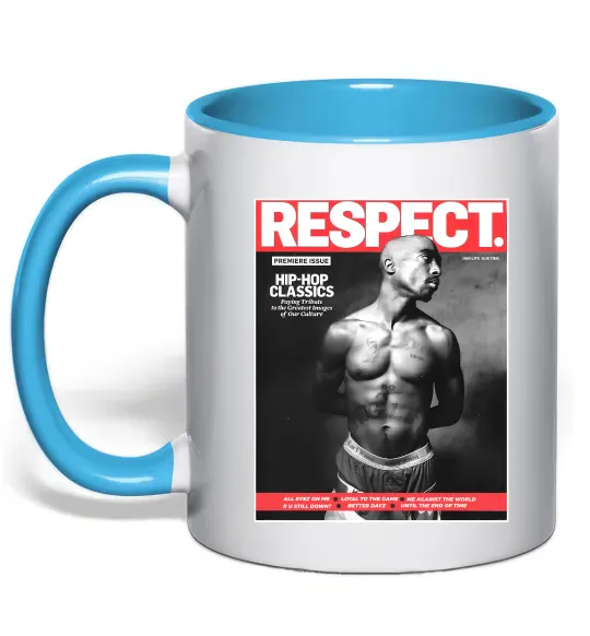 Чашка с цветной ручкой 2PAC Respect Голубой фото