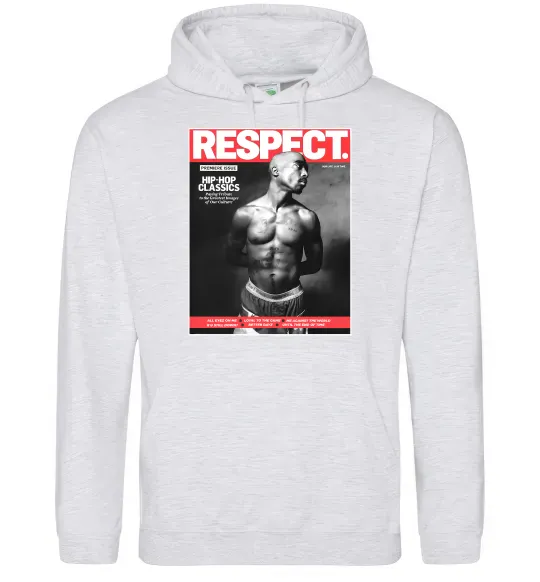 Чоловіча толстовка (худі) 2PAC Respect Сірий меланж фото
