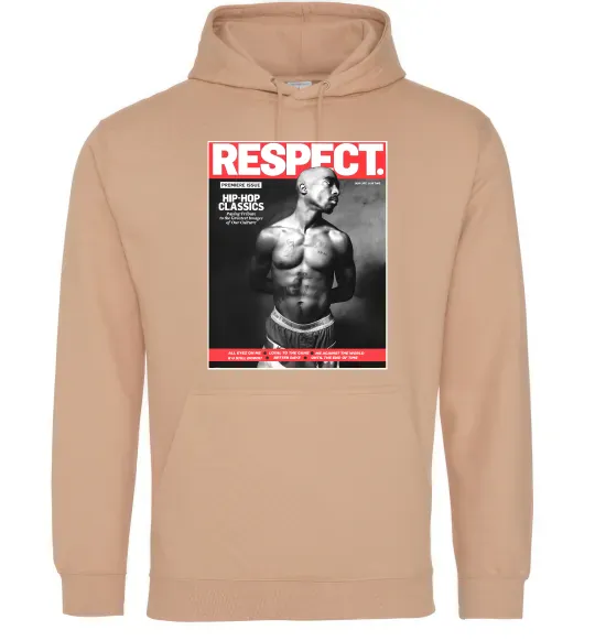 Женская толстовка (худи) 2PAC Respect Песочный фото