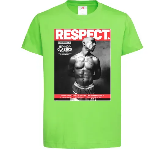 Дитяча футболка 2PAC Respect Лаймовий фото