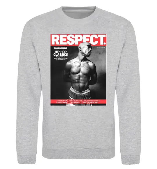 Свитшот 2PAC Respect Серый меланж фото