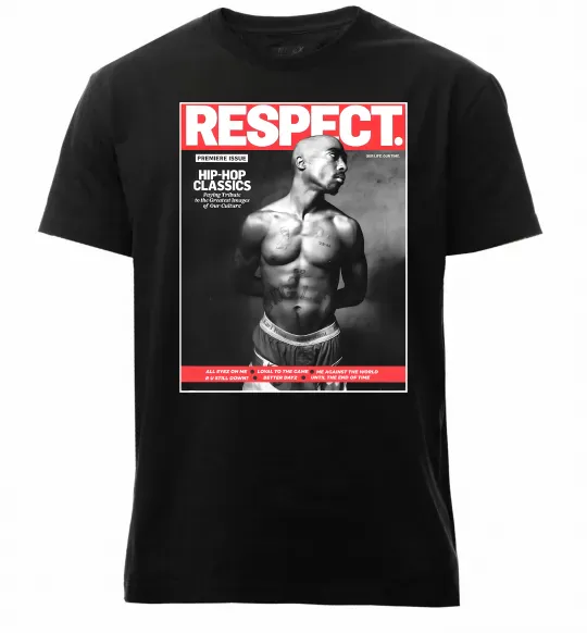 Мужская премиум футболка 2PAC Respect Черный фото