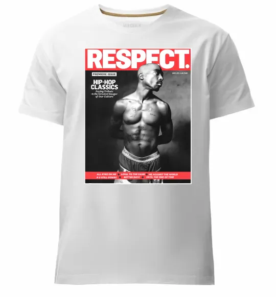Мужская премиум футболка 2PAC Respect Белый фото