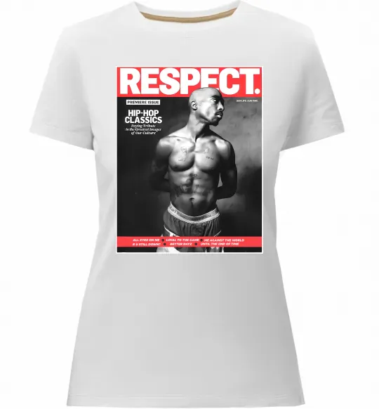 Жіноча преміум футболка 2PAC Respect Білий фото
