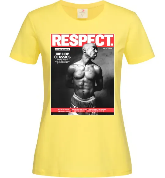 Женская футболка 2PAC Respect Лимонный фото
