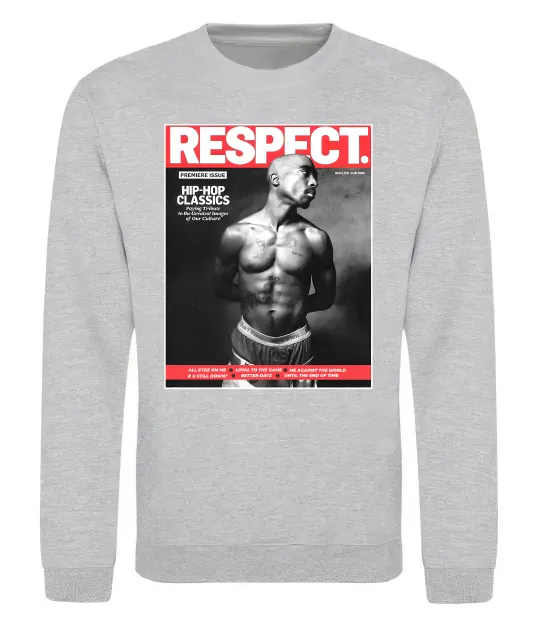 Свитшот 2PAC Respect Серый меланж фото