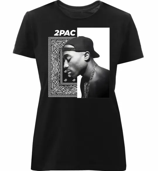 Жіноча преміум футболка Тупак Шакур Чорний фото