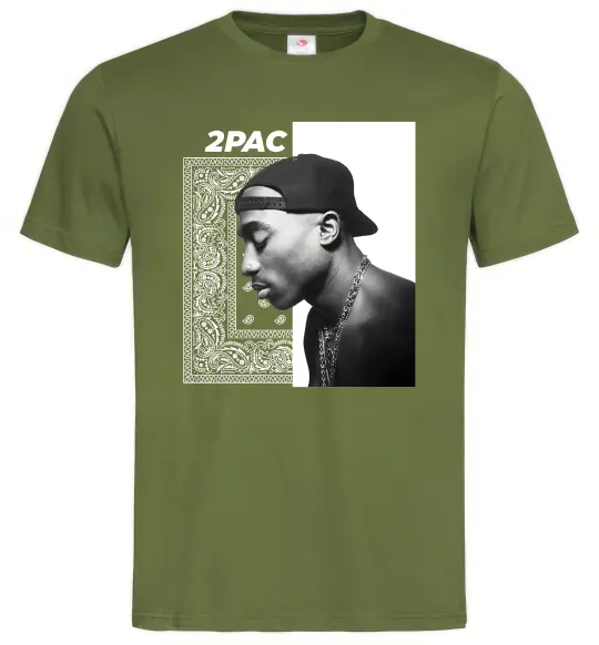 Мужская футболка Тупак Шакур Оливковый фото