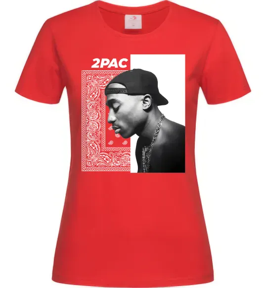 Женская футболка Тупак Шакур Красный фото