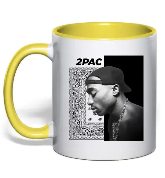 Чашка с цветной ручкой Тупак Шакур Солнечно желтый фото
