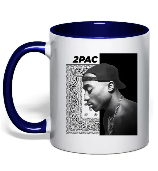 Чашка с цветной ручкой Тупак Шакур Глубокий темно-синий фото
