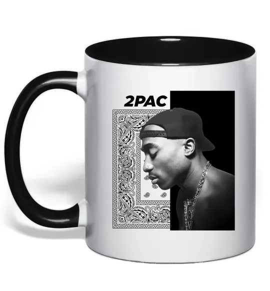 Чашка с цветной ручкой Тупак Шакур Черный фото