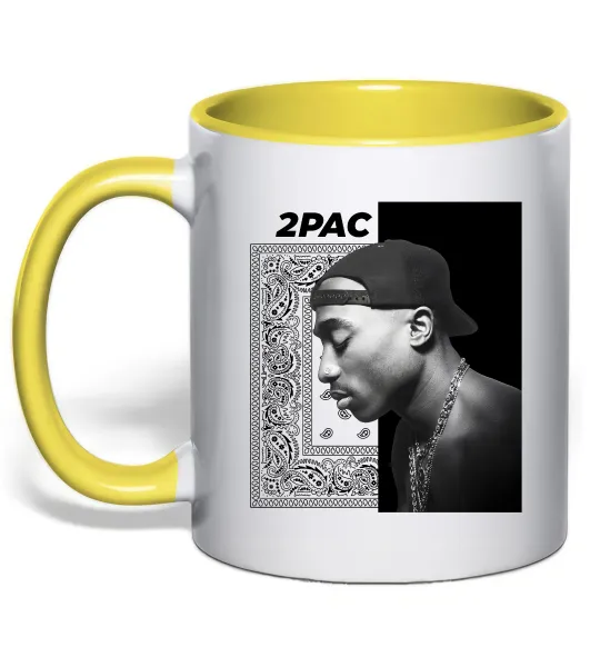 Чашка с цветной ручкой Тупак Шакур Лимонный фото