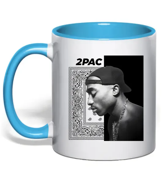 Чашка с цветной ручкой Тупак Шакур Голубой фото