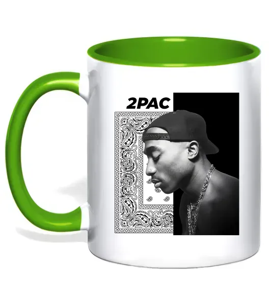 Чашка с цветной ручкой Тупак Шакур Зеленый фото