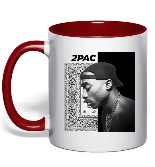 Чашка с цветной ручкой Тупак Шакур Красный фото