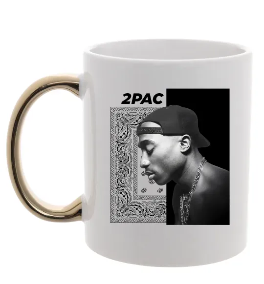 Чашка с цветной ручкой Тупак Шакур Золото фото