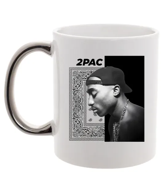 Чашка с цветной ручкой Тупак Шакур Серебро фото