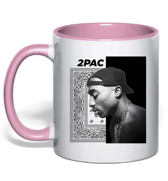 Чашка с цветной ручкой Тупак Шакур Нежно розовый фото