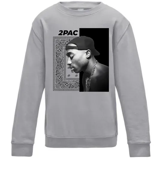 Детский Свитшот Тупак Шакур Серый меланж фото