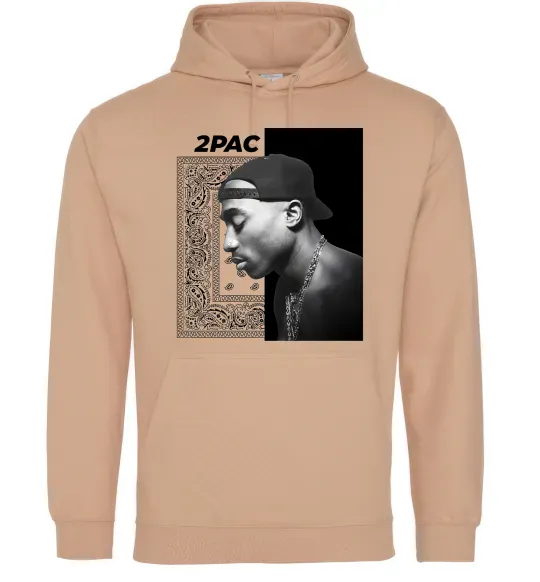 Мужская толстовка (худи) Тупак Шакур Песочный фото