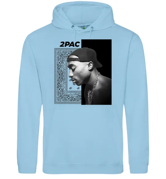 Мужская толстовка (худи) Тупак Шакур Голубой фото