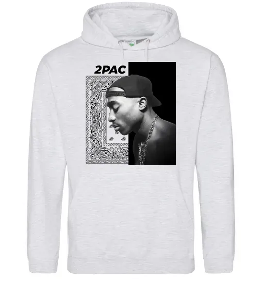 Женская толстовка (худи) Тупак Шакур Серый меланж фото