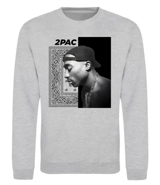 Свитшот Тупак Шакур Серый меланж фото