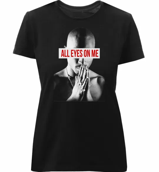 Жіноча преміум футболка All eyes on me Чорний фото