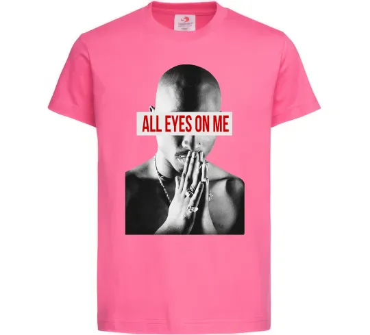 Дитяча футболка All eyes on me Яскраво-рожевий фото