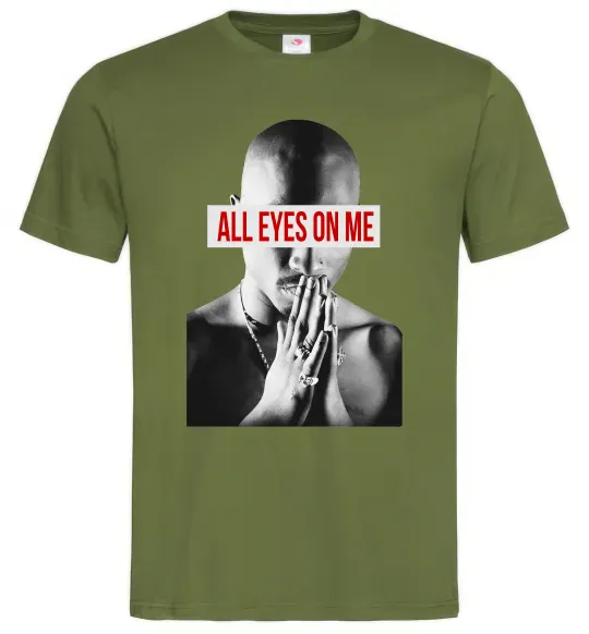 Мужская футболка All eyes on me Оливковый фото