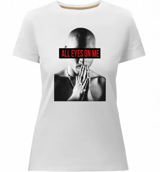Жіноча преміум футболка All eyes on me Білий фото