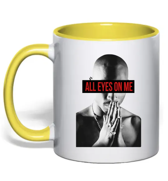 Чашка с цветной ручкой All eyes on me Солнечно желтый фото