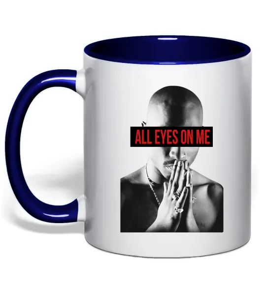 Чашка с цветной ручкой All eyes on me Глубокий темно-синий фото