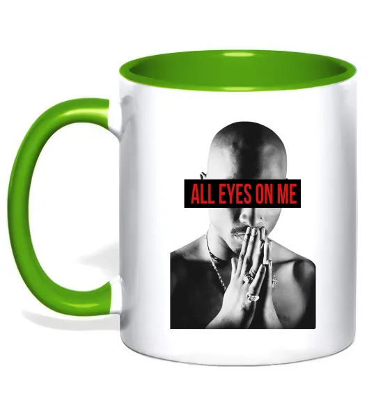 Чашка з кольоровою ручкою All eyes on me Лаймовий фото