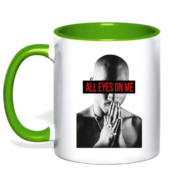 Чашка с цветной ручкой All eyes on me Зеленый фото