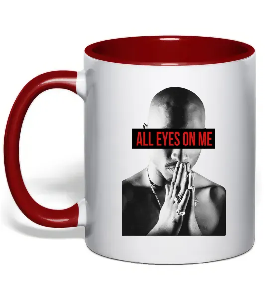 Чашка с цветной ручкой All eyes on me Красный фото