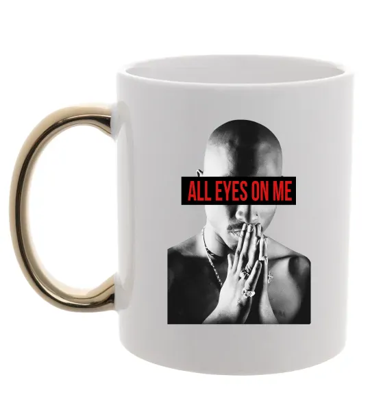 Чашка с цветной ручкой All eyes on me Золото фото