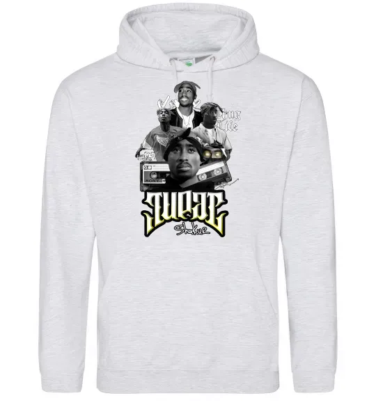 Чоловіча толстовка (худі) Tupac Collage Сірий меланж фото