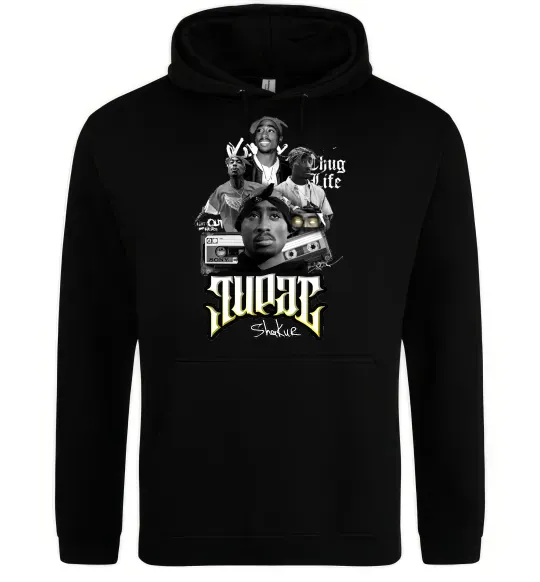 Женская толстовка (худи) Tupac Collage Черный фото