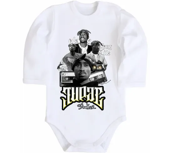 Детский боди Tupac Collage Белый фото