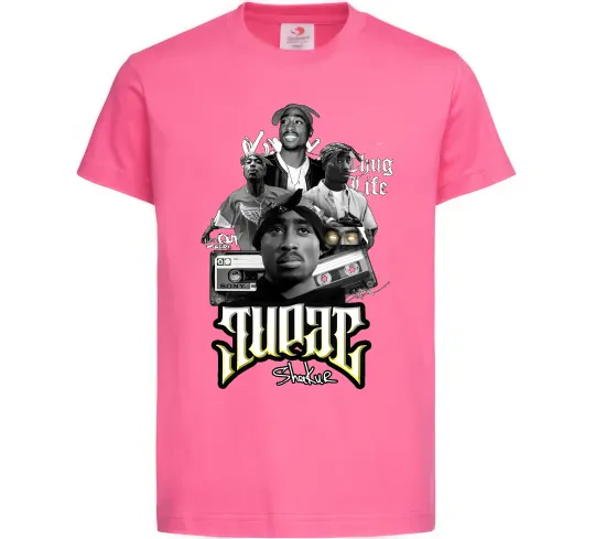 Детская футболка Tupac Collage Ярко-розовый фото