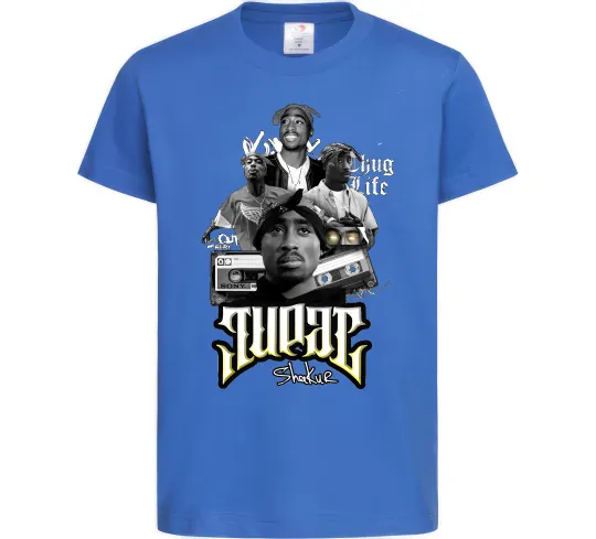 Детская футболка Tupac Collage Ярко-синий фото