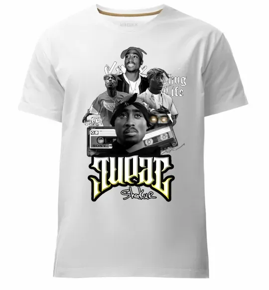 Мужская премиум футболка Tupac Collage Белый фото
