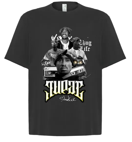Футболка Оверсайз Tupac Collage Черный фото
