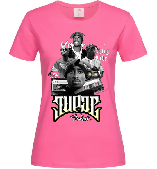 Женская футболка Tupac Collage Ярко-розовый фото