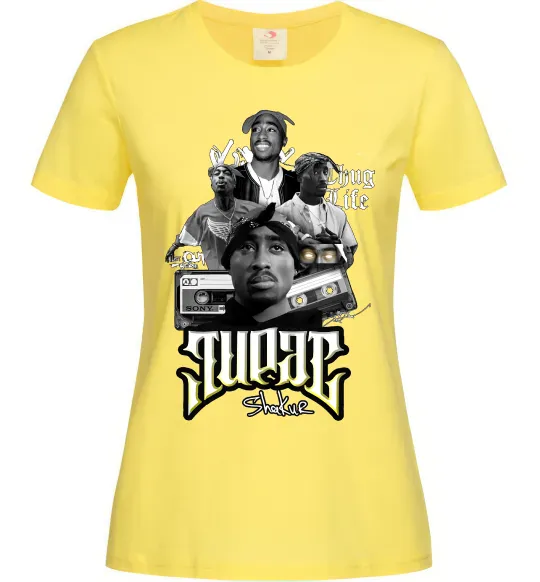Женская футболка Tupac Collage Лимонный фото