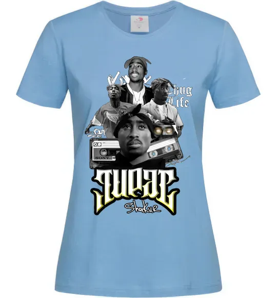 Женская футболка Tupac Collage Голубой фото