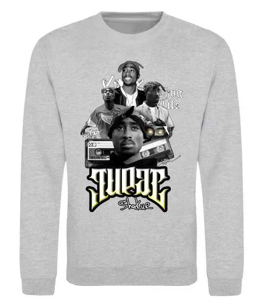 Світшот Tupac Collage Сірий меланж фото