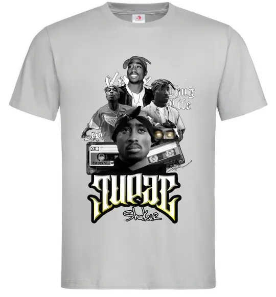 Мужская футболка Tupac Collage Серый фото